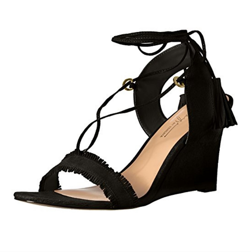 Gorgeous, Black leather upper wedges! Size 7